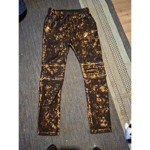 Robins Jeans Men's Joggers Zippered Pockets Black W/ Gold Designs SIze M